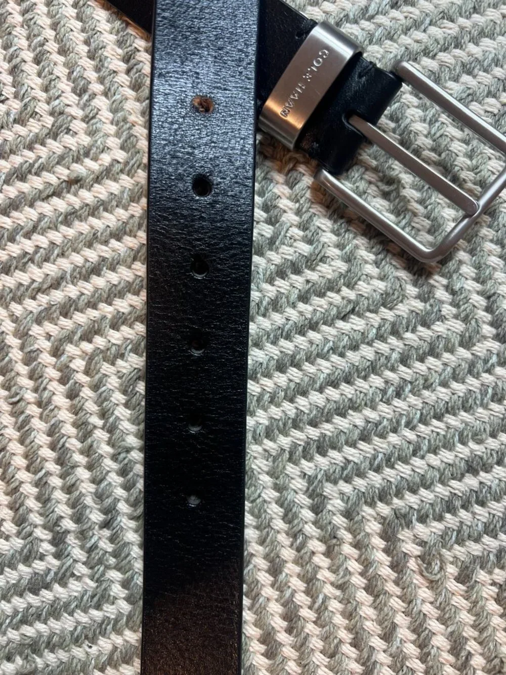Cole Haan‎ Men's Black Genuine Leather Belt 40/100 Silver Keeper Buckle Dress